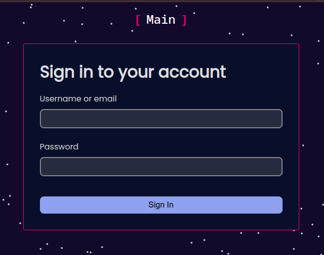 A login page, styled in the same way as this website